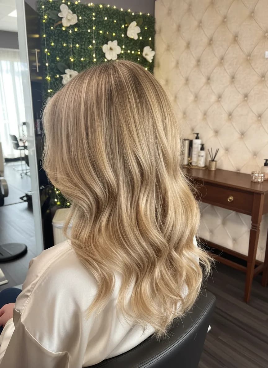 Healthy, dimensional balayage hair cared for in Arizona's dry climate, Magnolia Mane Goodyear AZ